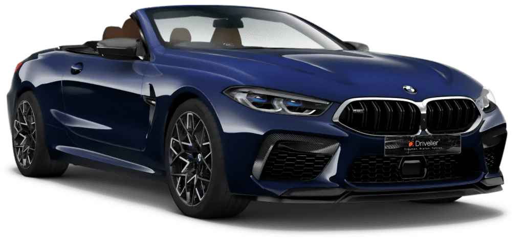 Dunkelblauer BMW M8 Competition Cabrio zur Miete bei Drivelier